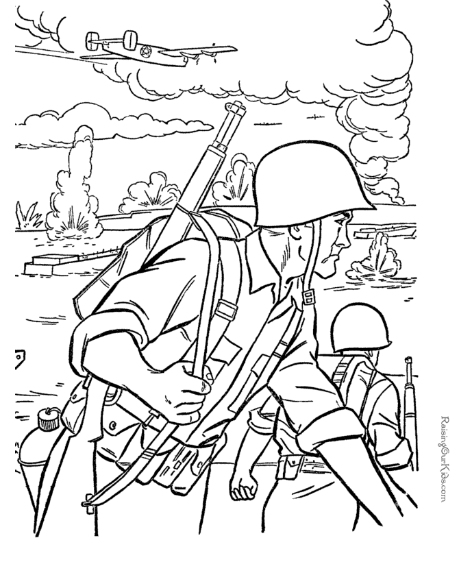 Plansa de colorat cu Militar 8 63
